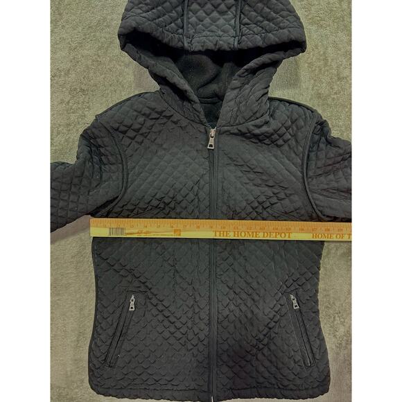 Esprit Jacket Womens Small Black Quilted Hooded Fleece Lined Coat Pockets - Picture 3 of 9